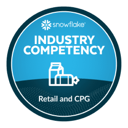Snowflake industry competency badge retail and cpg Infostrux